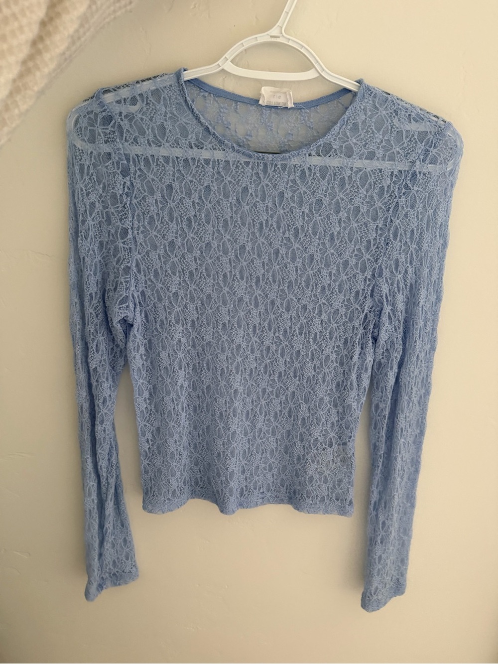 Cotton On Light Blue Lace Long-Sleeve Women's Top